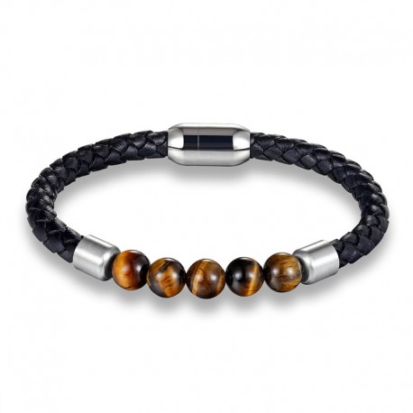 bracelet homme perles et cuir - Bracelets- homme.com